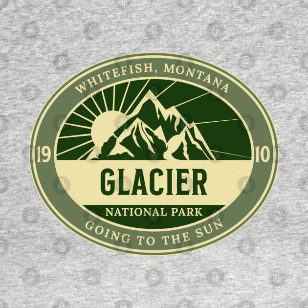 Glacier National Park, Est. 1910.  Whitefish, Montana, Going to the Sun by Blended Designs